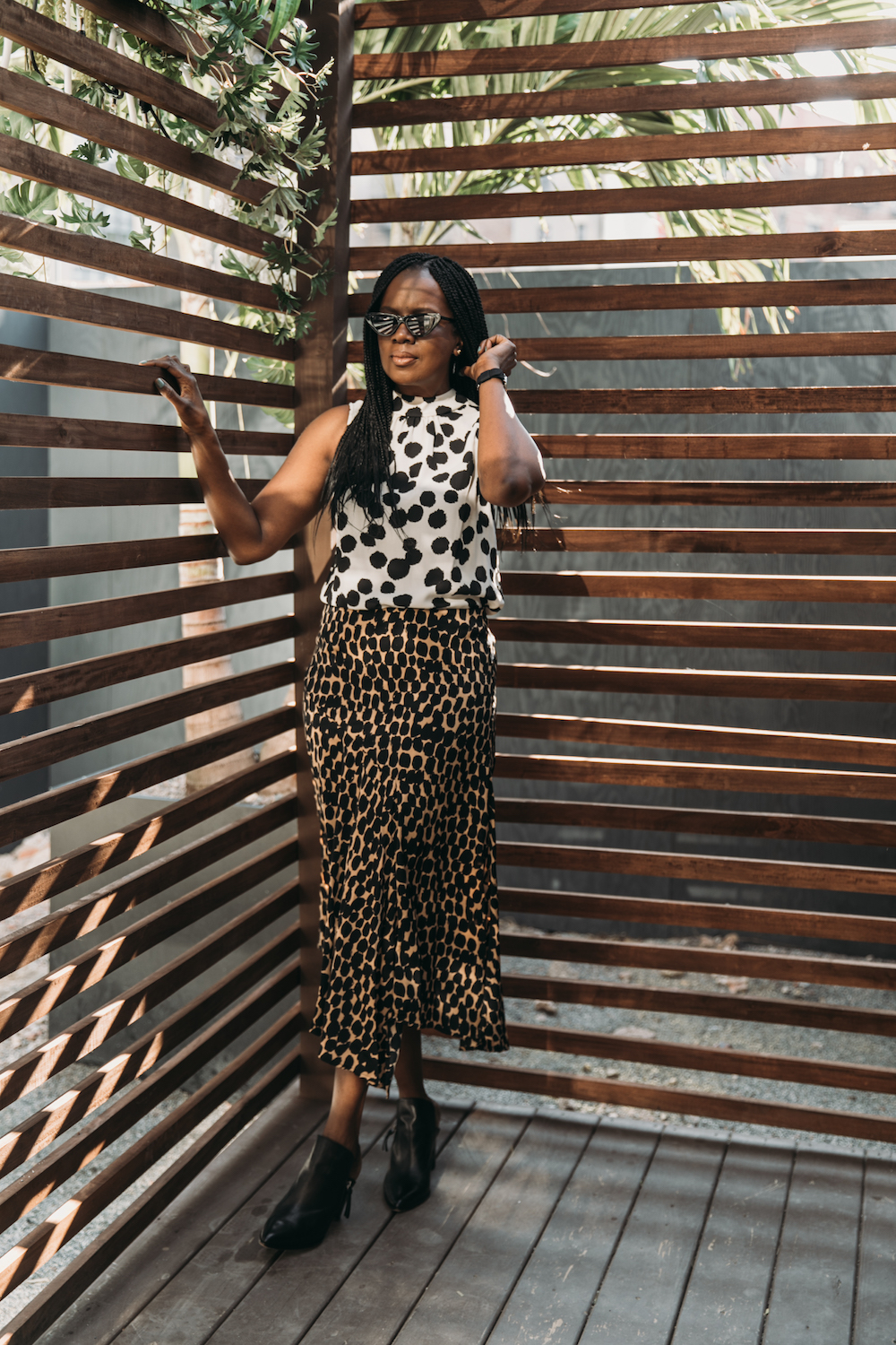 Leopard Print Skirt, Mules, Animal Print Blouse