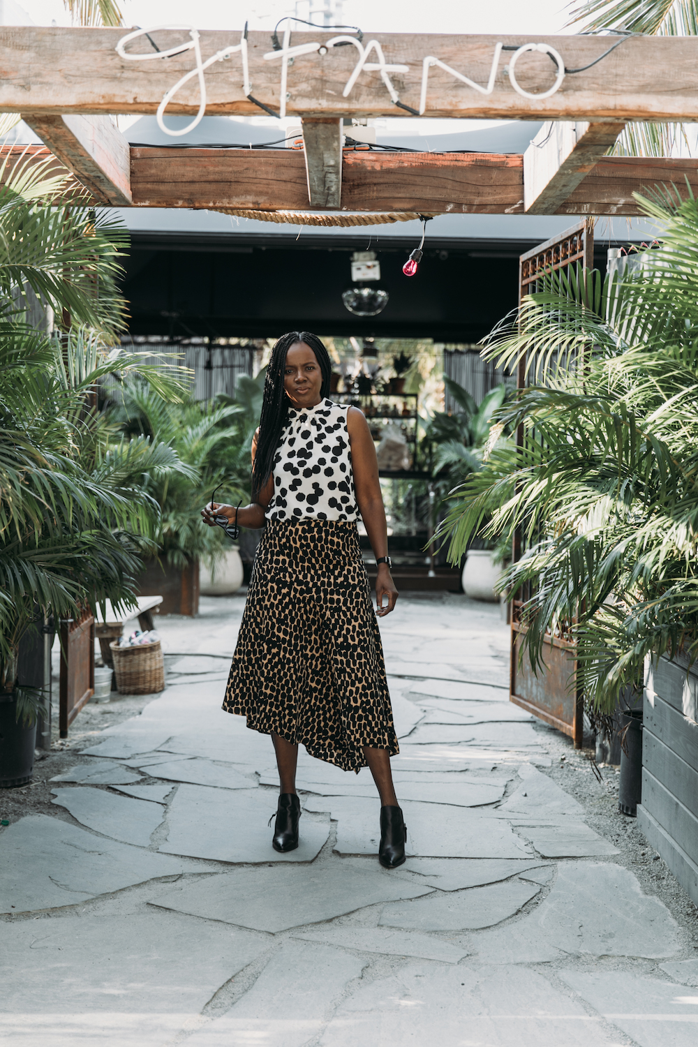 Leopard Print Skirt, Mules, Animal Print Blouse