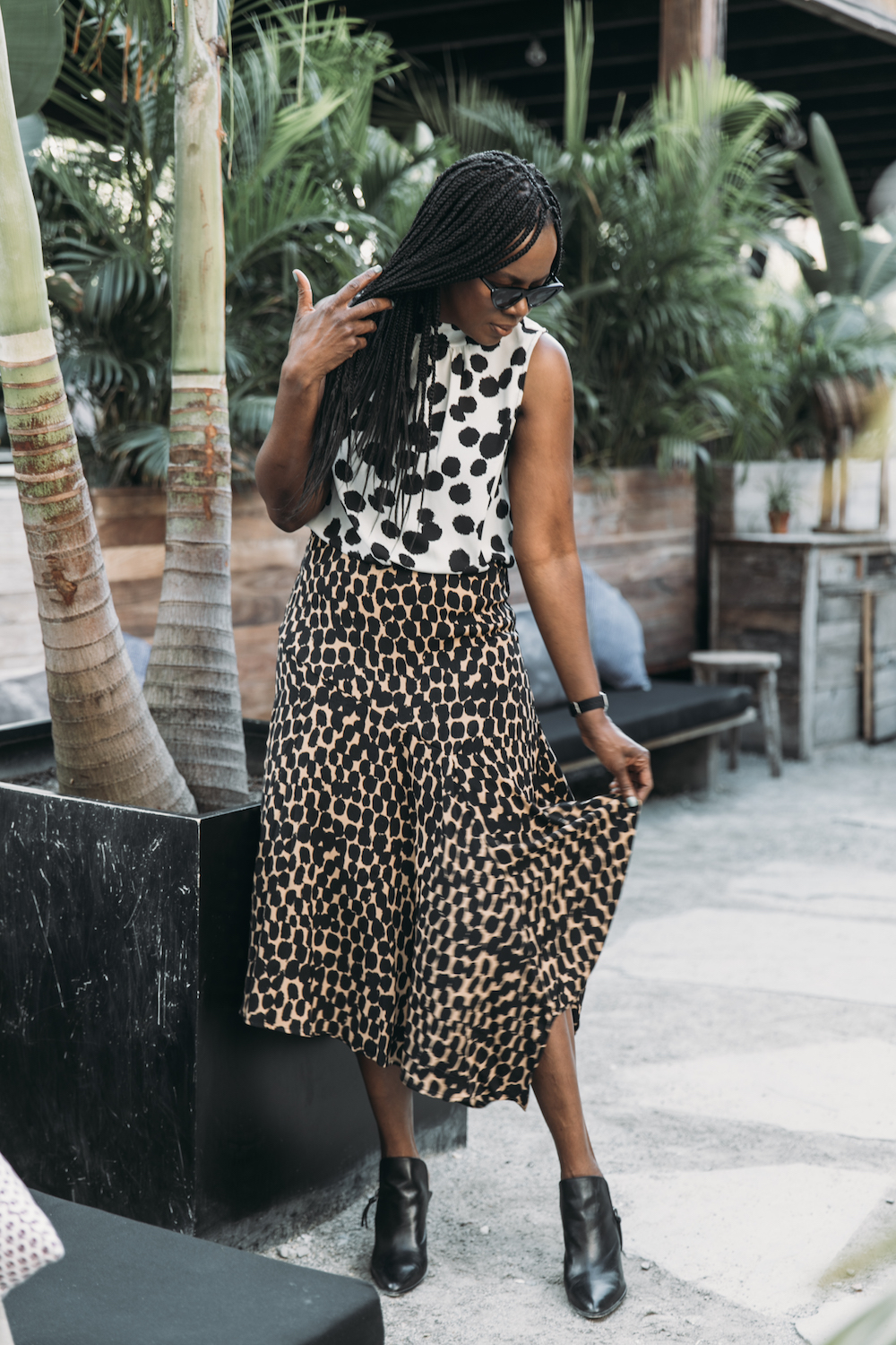 Leopard Print Skirt, Mules, Animal Print Blouse