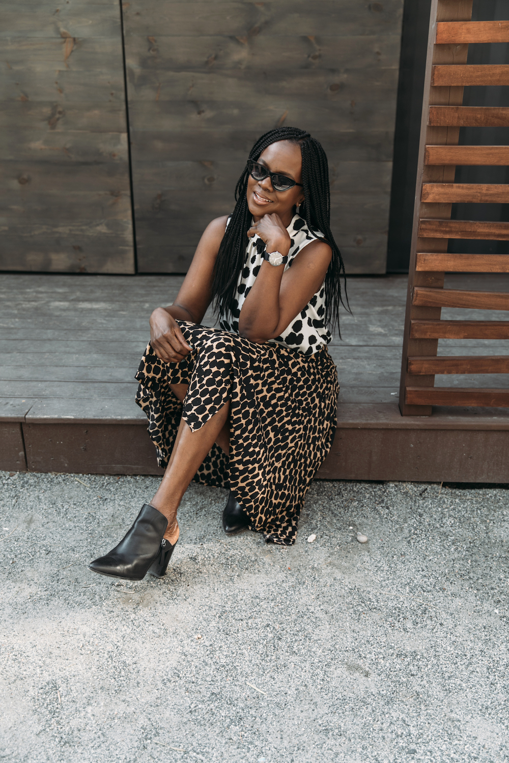 Leopard Print Skirt, Mules, Animal Print Blouse