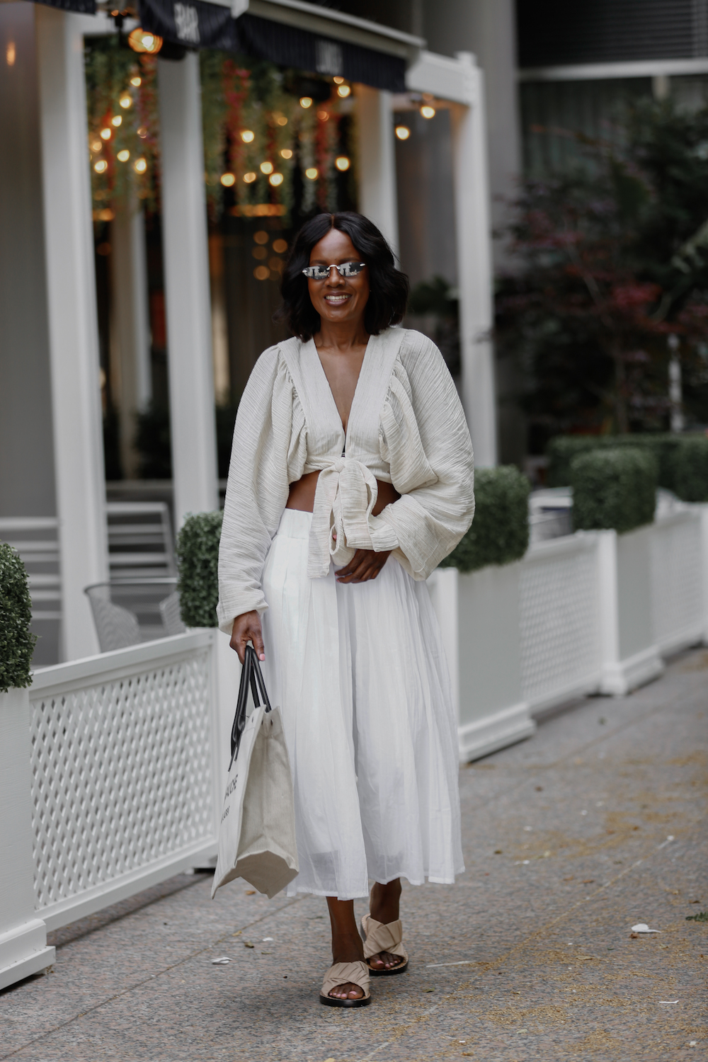 How To Dress Your Age, Crop Tops, White Pants, Designer Totes, Leather Slides
