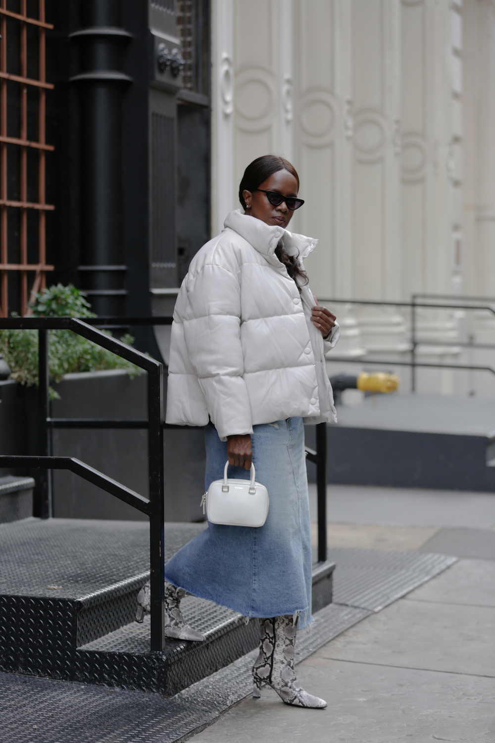 The Faux Leather Puffer Coat Trend